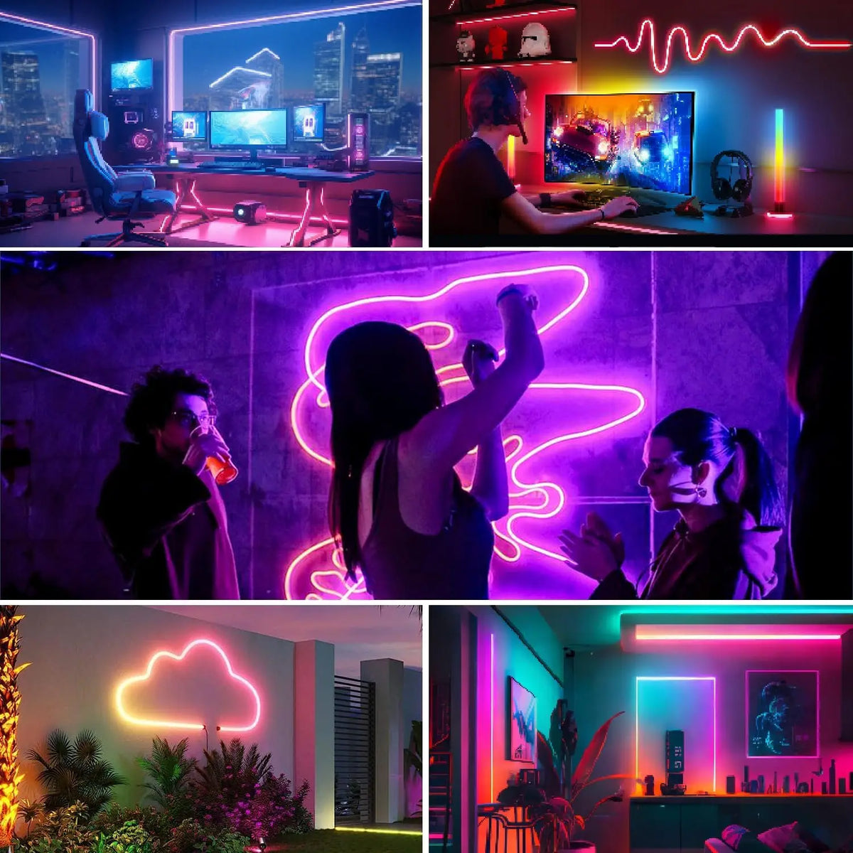 Smart Neon Rope Light – App & Remote, IP65 Outdoor