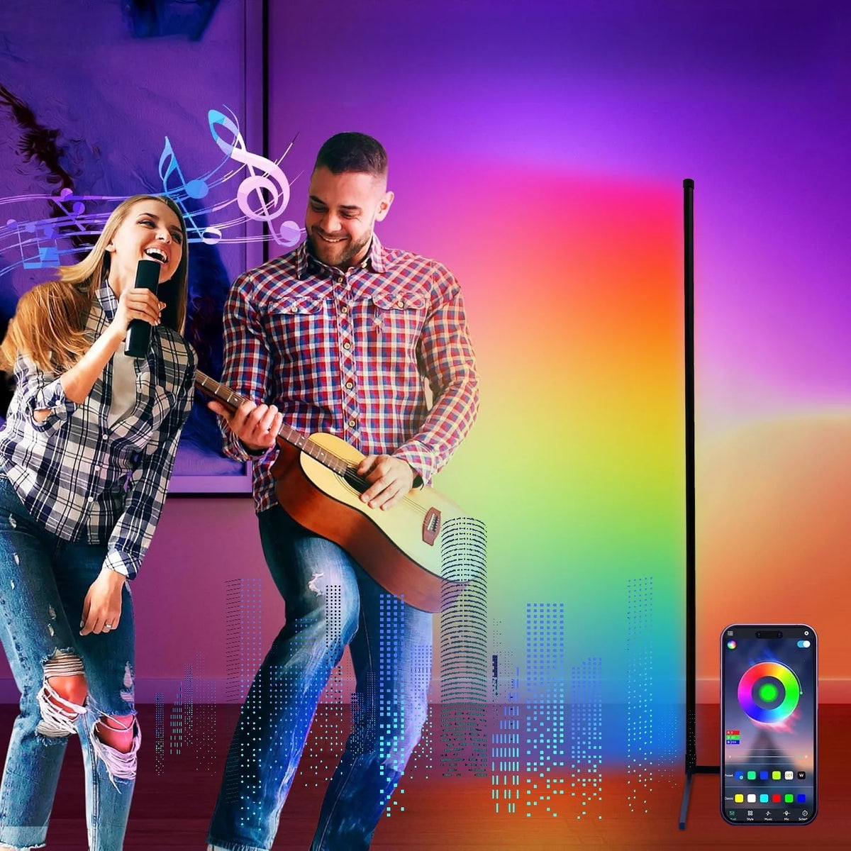 Smart RGB Corner Floor Lamp with Music Sync