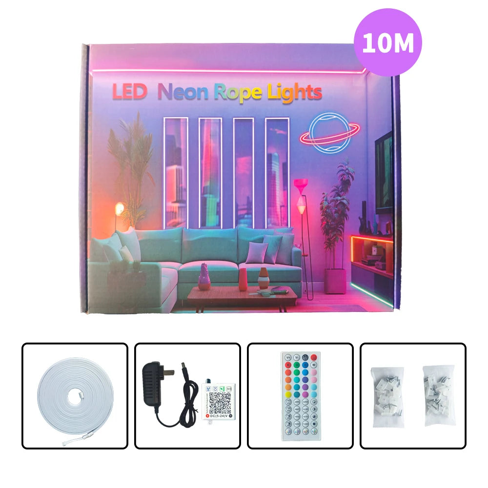 Smart Neon Rope Light – App & Remote, IP65 Outdoor