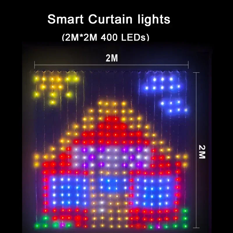 Smart RGB Curtain Lights – App, Remote & Music Sync