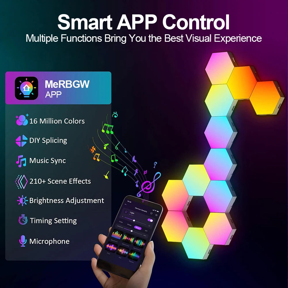 Smart Hexagon Light Panels – Music Sync