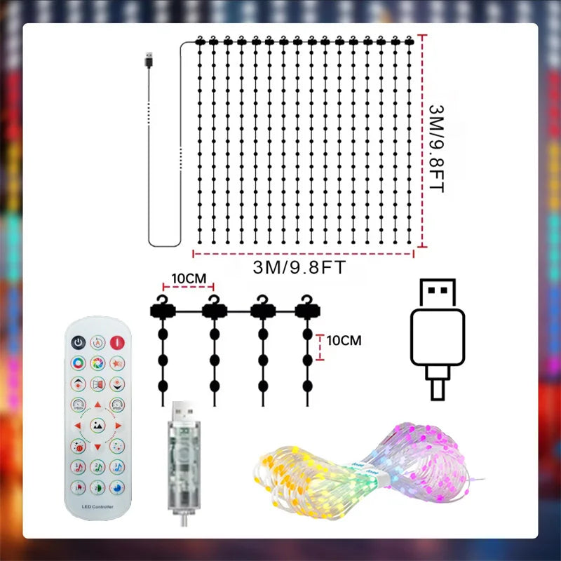 Smart LED Curtain Lights – App Control & Music Sync