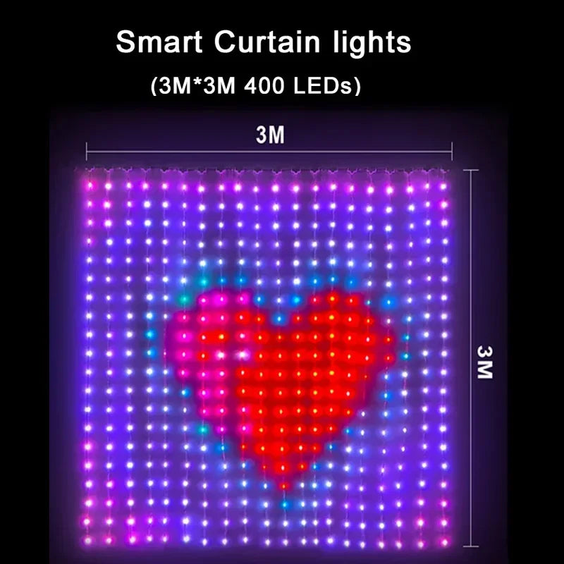 Smart RGB Curtain Lights – App, Remote & Music Sync