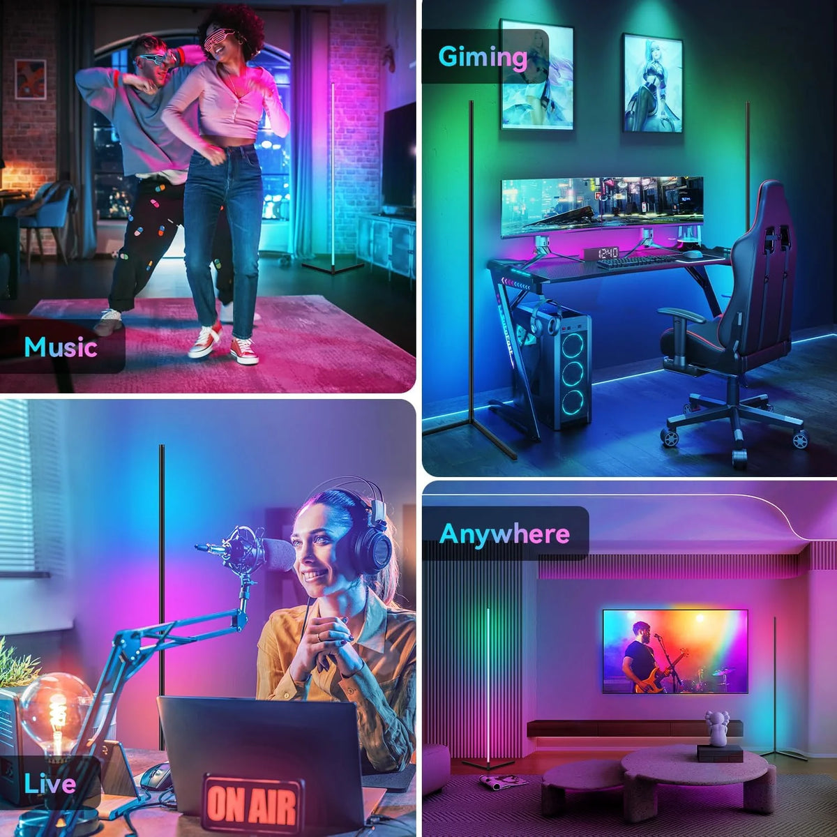 Smart RGB Corner Floor Lamp with Music Sync