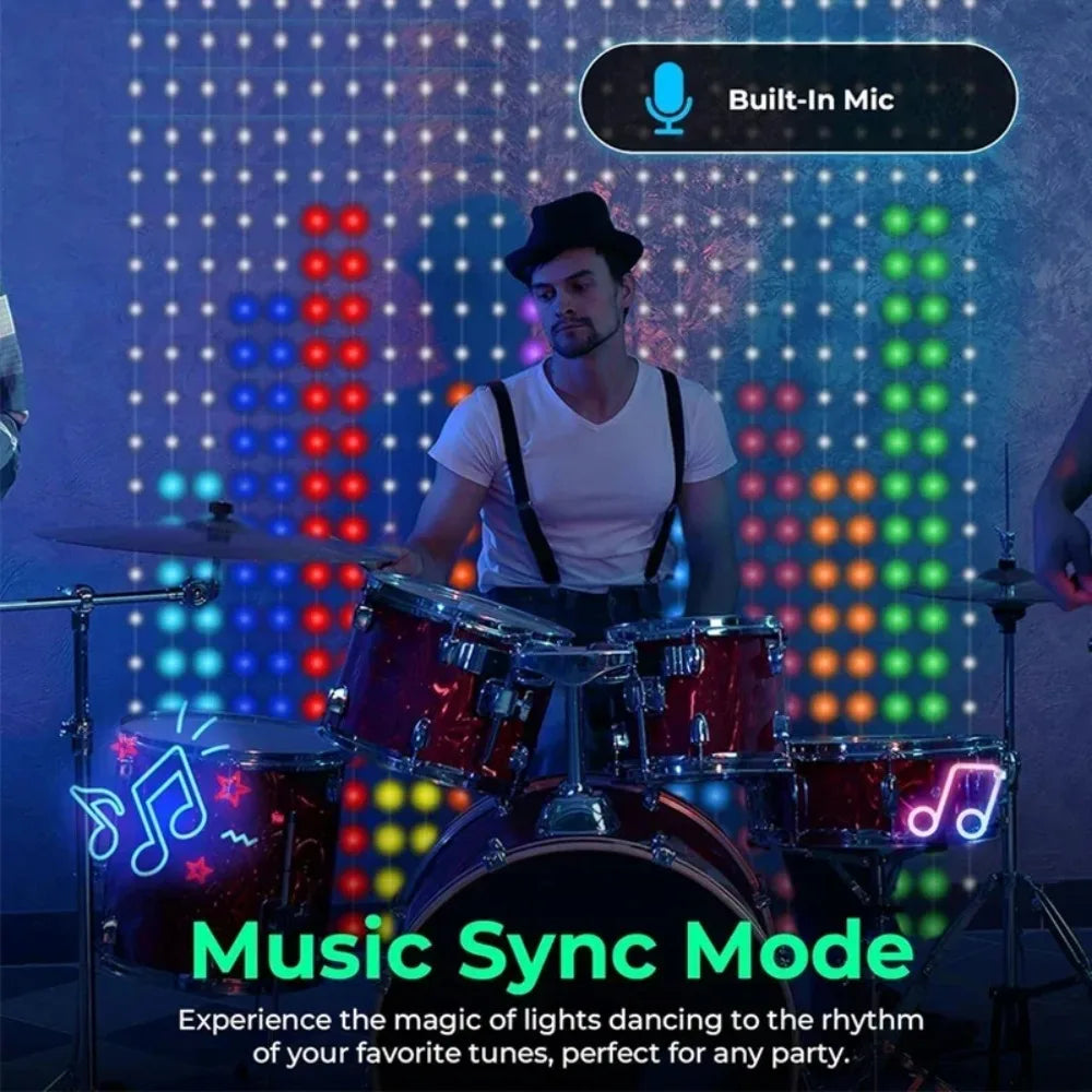Smart LED Curtain Lights – App Control & Music Sync