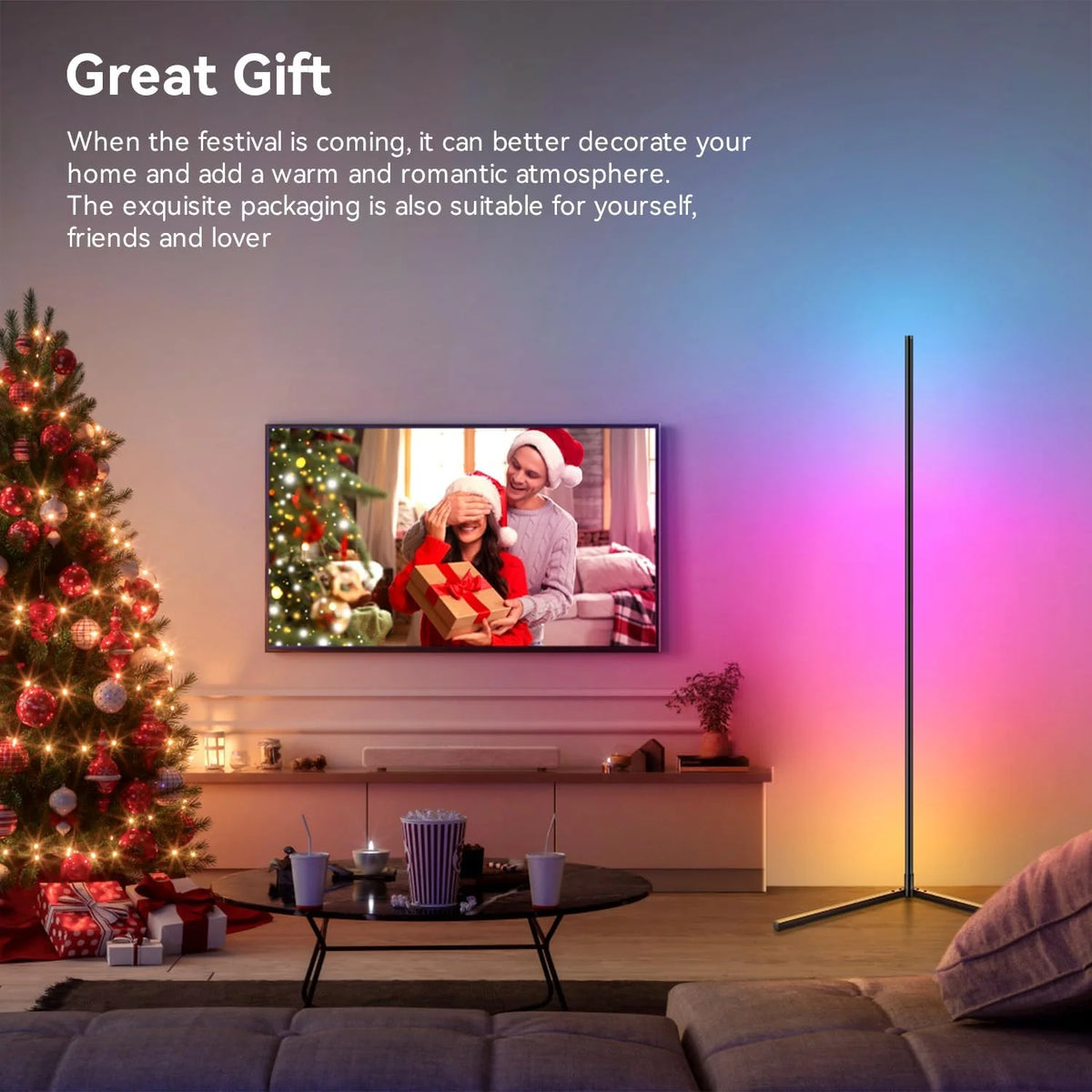 Smart RGB Corner Floor Lamp with Music Sync