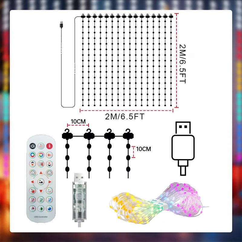 Smart LED Curtain Lights – App Control & Music Sync