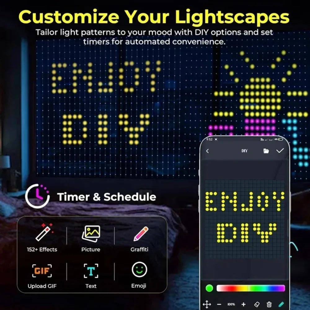 Smart LED Curtain Lights – App Control & Music Sync