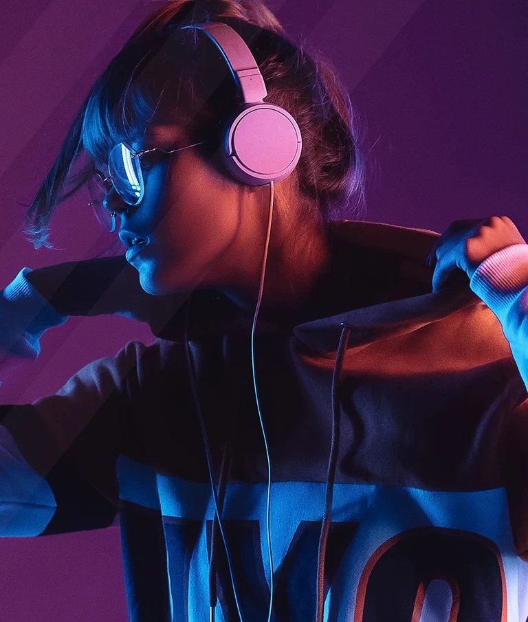 Dancing with Pop headphones